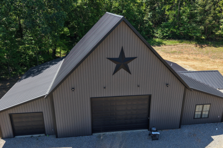 steel building with two roll up doors