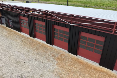 steel commercial building with roll up doors